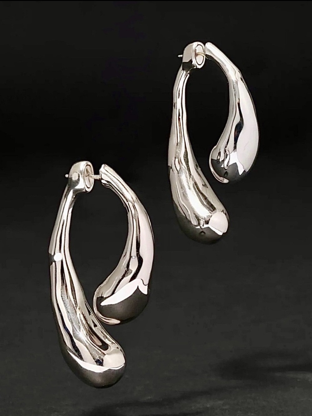 Alexis Bittar Molten Silver Scoop Front Back Earring